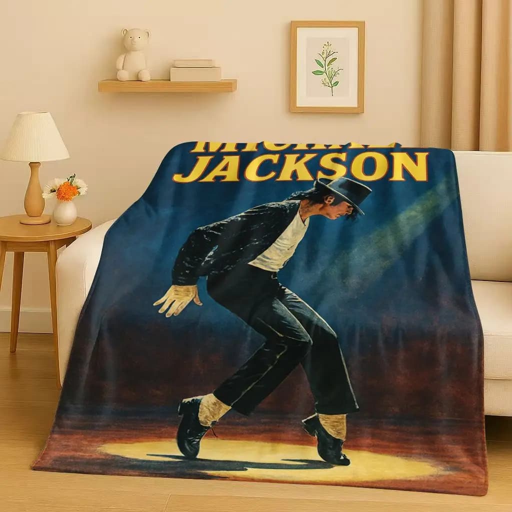 Retro Michael JacksonKing of Pop MJ Flannel Blanket,Ultra Soft Plush Throw for Home Bedroom Bed Sofa Cover Office Picnic Kids