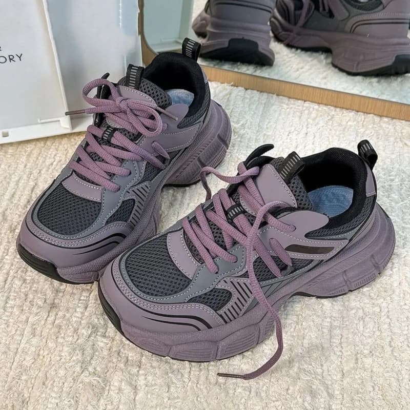 2025 new summer purple dad sneakers woman sturdy sole shoes with breathable plateaus versatile campus casual running shoes for leisure