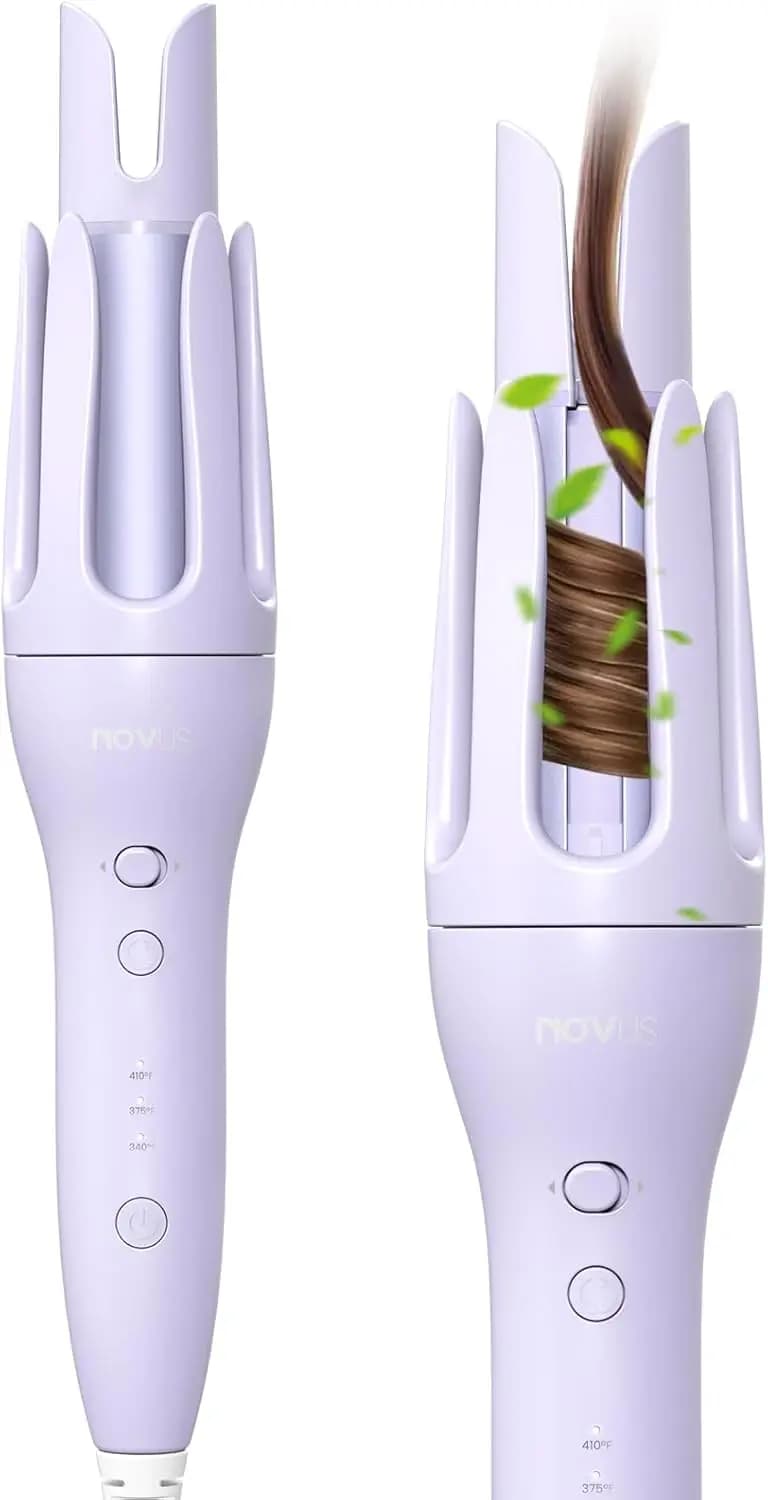 1.25 inch rotary curling iron for waves without effort and beach curls, automatic curler with ions of 60 m anti-coating, quick heating for