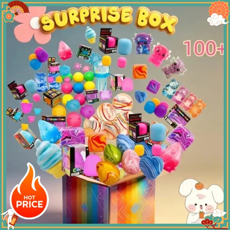 HOT NEW 100+ Styles Random Surprise Box Squishy Toys, Blind Box Fidget Stress Relief Toys, Assorted Slow Rebound Mystery Figures