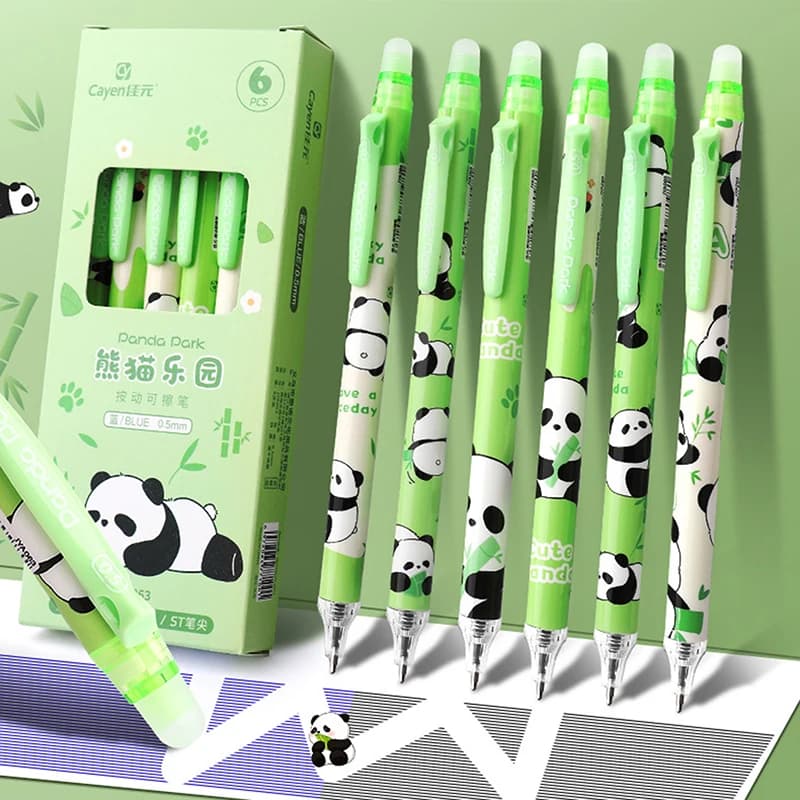 Offerta Speciale: Set di 6 Penne Gel Cancellabili a Forma di Capibara e Panda, Articoli per Ufficio e Scuola, Cancelleria Kawaii Estetica