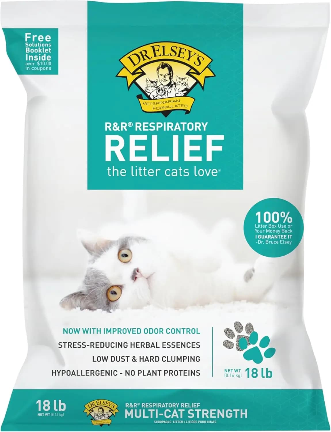 Lettiera per Gatti in Argilla Agglomerante Antistress, 8 kg - Basso Contenuto di Polvere, Agglomerazione Forte, Controllo Odori