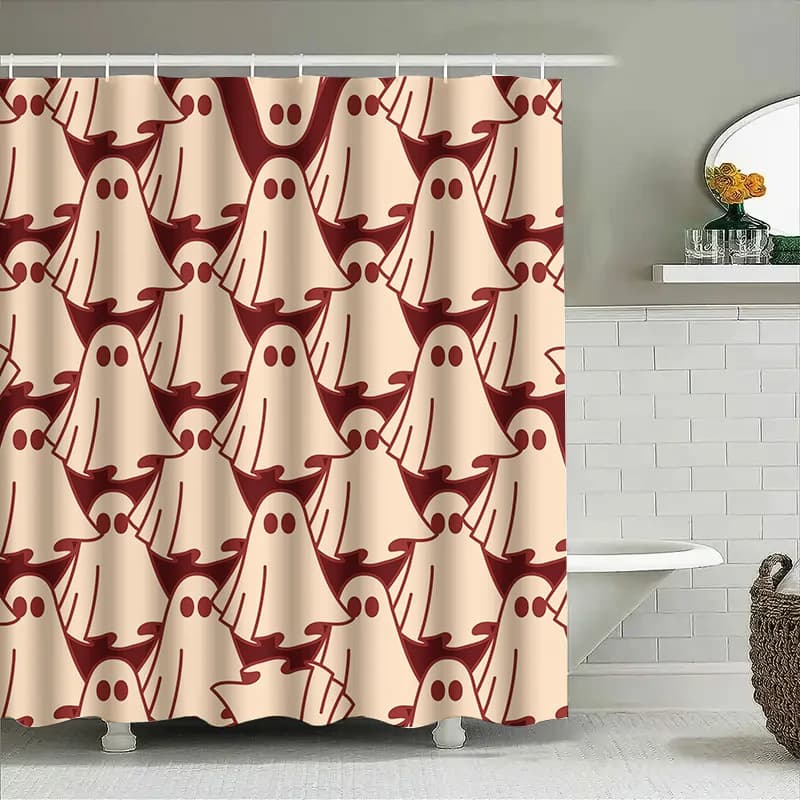 Tuniu Simpatico Fantasma Tenda da Doccia Divertente Decorazione da Bagno di Halloween per Bambini Adolescenti Adulti