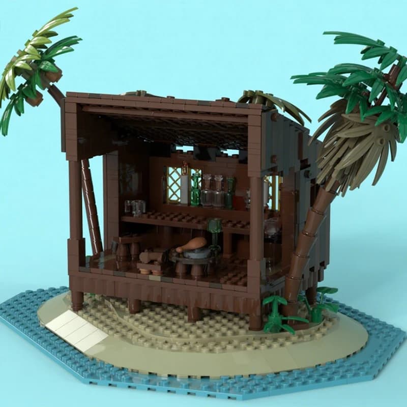 Set di Costruzioni MOC da 449 Pezzi, Modello di Capanna dei Pirati, Giocattolo Educativo Creativo per Bambini, Regalo di Natale