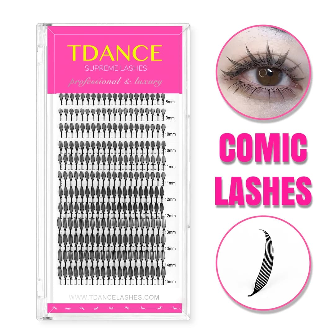 TDANCE Comic Spire Ciglia Forma di Piuma Manga Ciglia Finte Anime Ciglia Naturali Leggere Volume Individuale Ciglia Strumento di Trucco