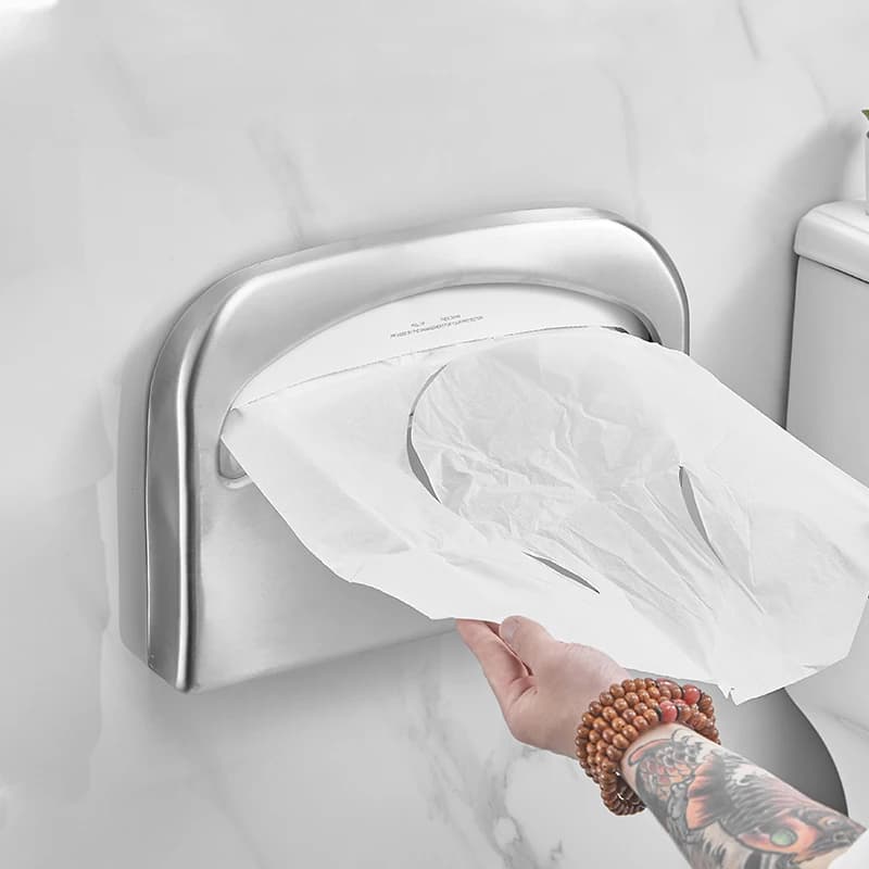 Sedile WC moderno per montaggio a parete in acciaio inossidabile con fodera per cuscino Pratico dispenser per porta carta da bagno