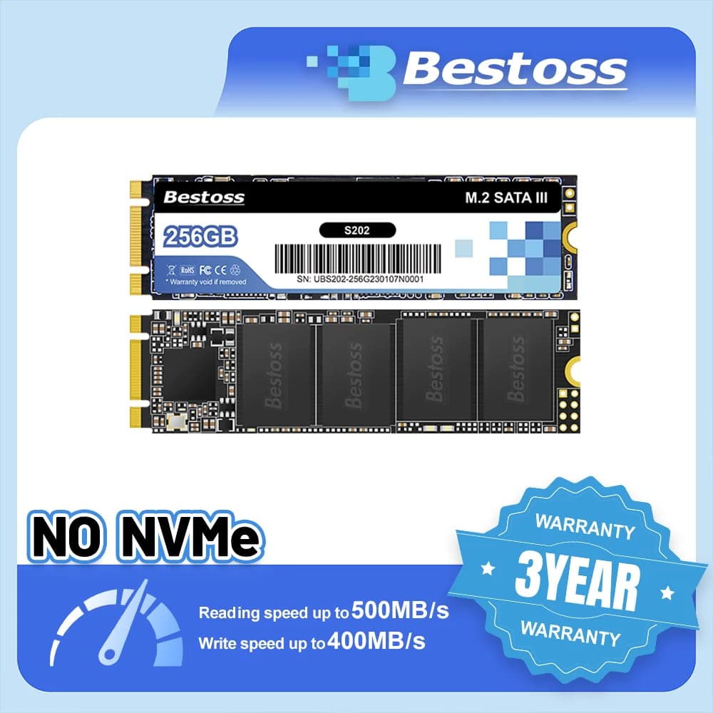 SSD Bestoss 2280 M.2 SATA III da 120GB, 128GB, 240GB, 256GB, 480GB, 512GB, 960GB, 1TB per Laptop e Computer Desktop