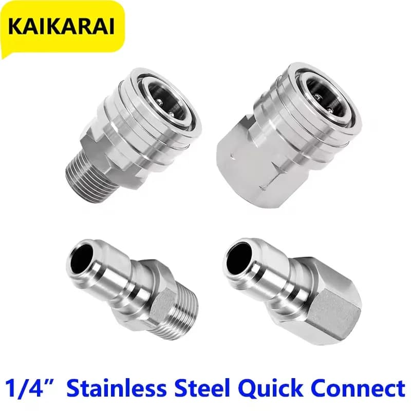 1/4 Inch Quick Connect Pressure Washer Fittings Stainless Steel Male and Female Adapter Set (Internal Thread, External Thread)