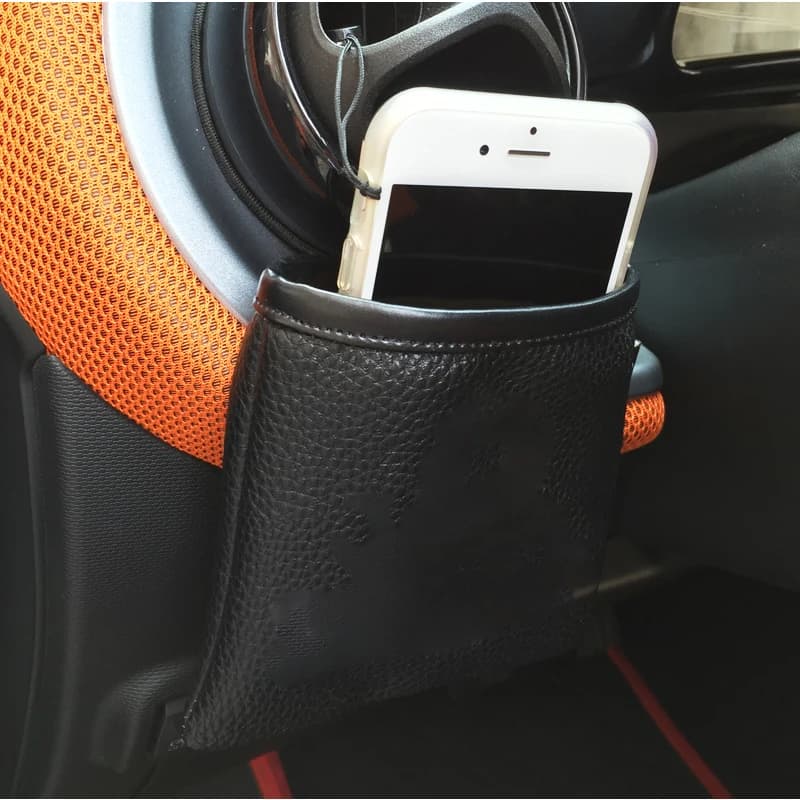 Gancio Borsa portaoggetti in pelle Organizzatore da appendere per auto Porta borsetta Tasche per tazze d'acqua Deposito di fazzoletti per Smart 451 453