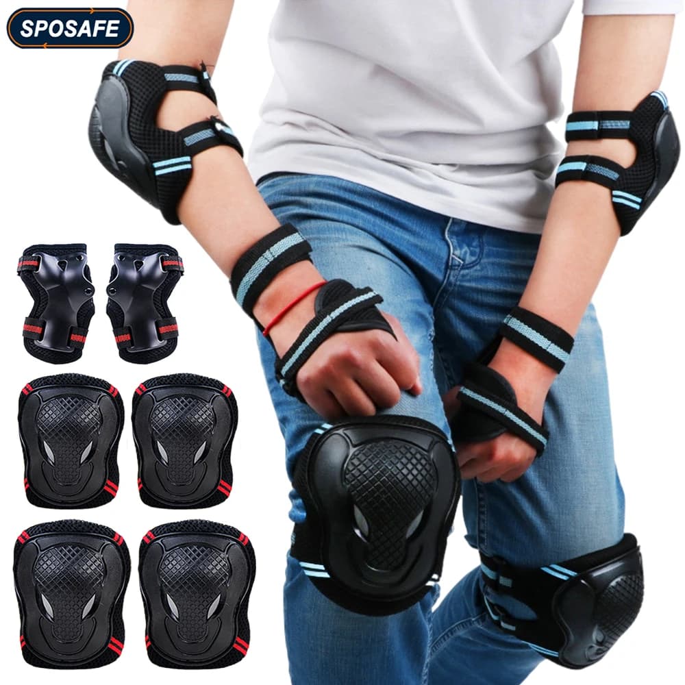 6 pezzi/set ginocchiere per adolescenti e adulti gomitiere protezioni per il polso set di equipaggiamento protettivo per pattinaggio a rotelle, skateboard, sport ciclistici