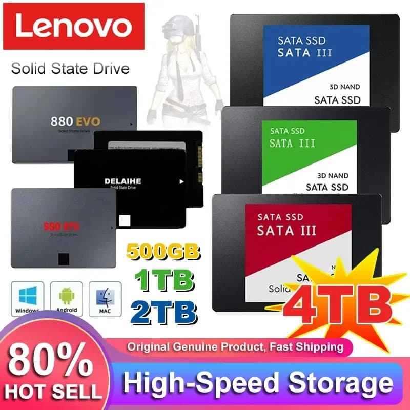 Disco a Stato Solido Lenovo 4TB SSD 880 EVO 500G 1TB 2TB, Disco Rigido Interno SATA3 2.5 Pollici per Laptop, Microcomputer e Desktop