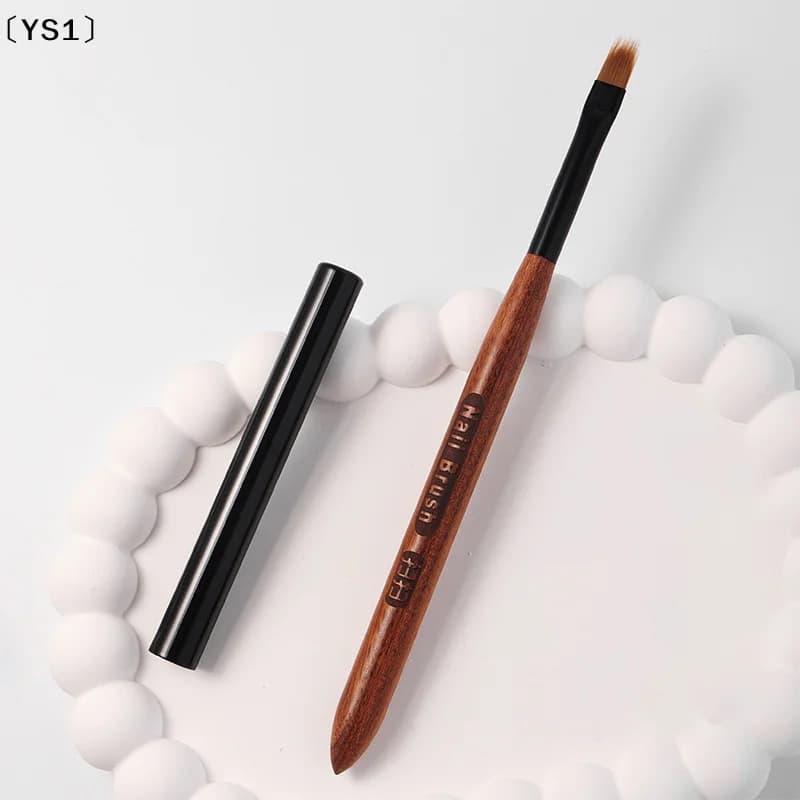 〔YS1〕1 Sandalwood UV Gel Nail Art Ombre Painting Pen With Cover Thicken Detail Drawing Brush High Quality Manicure Tool