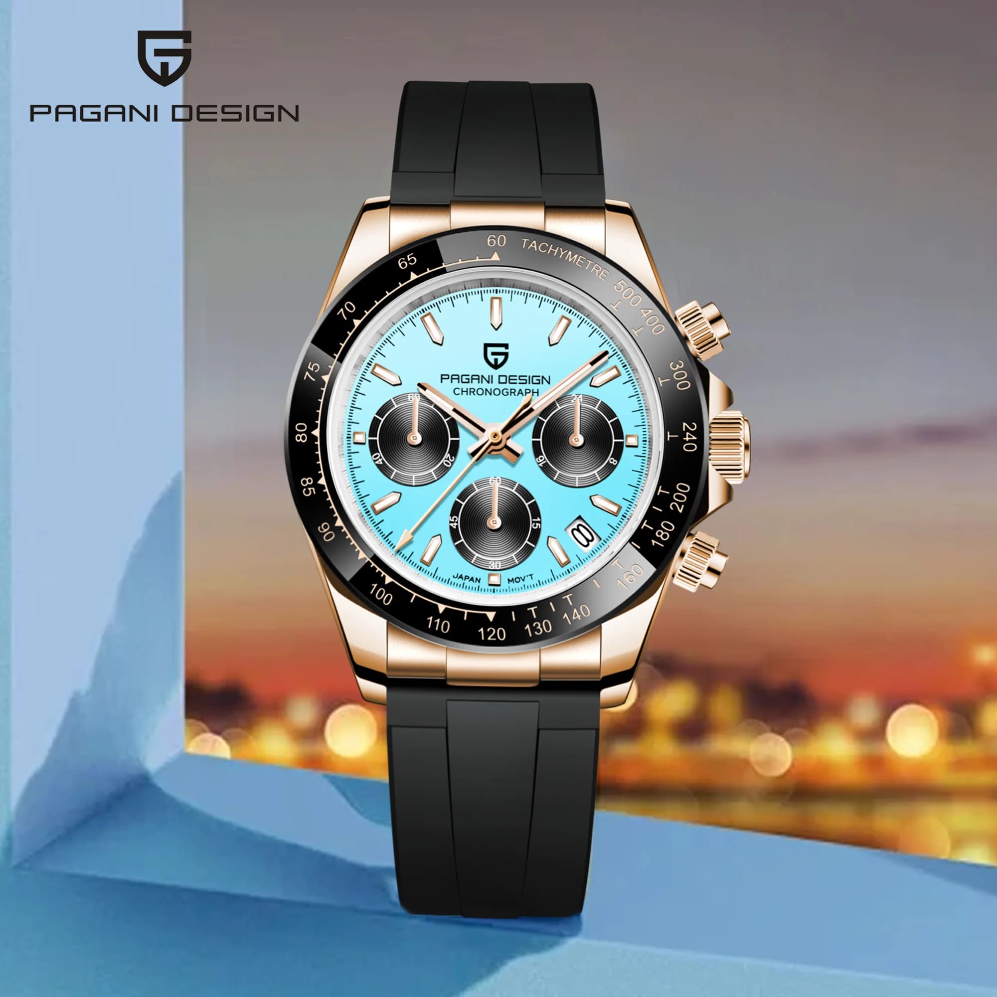 PAGANI DESIGN Men's chronometer Chronograph Luxury quartz watches for men Japan VK63 Wristwatches Stainless steel waterproof watch