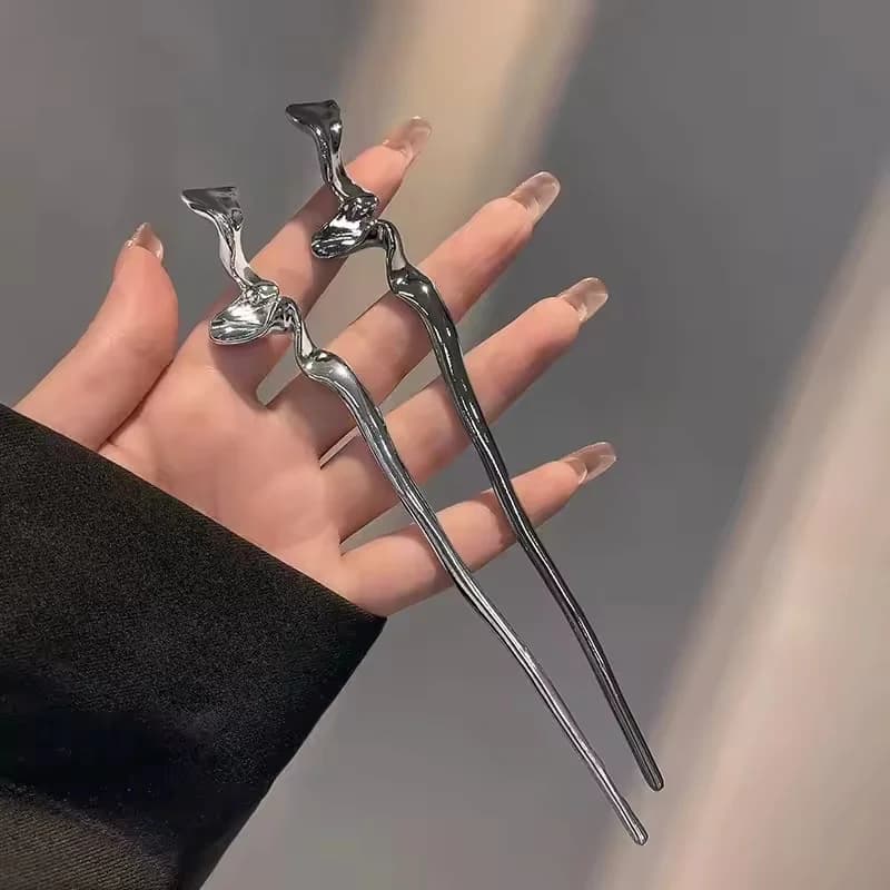 1 Pezzo Fermaglio per Capelli in Metallo Personalizzato Stile Punk, Accessorio per Capelli Minimalista Cinese, Strumento per Acconciature, Accessorio per Donne