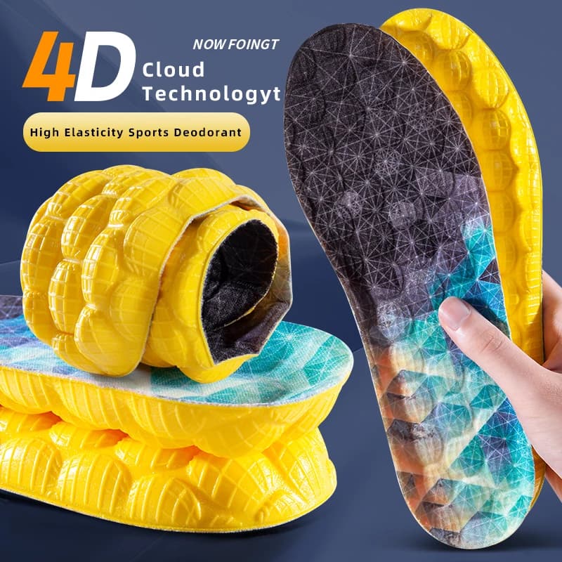 4D Solette 4D Massage Shoes Super Soft latex sports insole for feet Running basket Shoe sole support for arched plantar inserts Unisex
