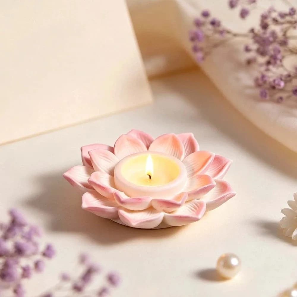Creative 3D Lotus Candle Base Mold DIY Crafts Silicone Flower Candle Mold Reusable Handmade Epoxy Resin Plaster Mold Soap Making