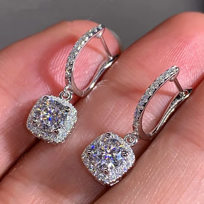 Orecchini quadrati per donna AAA Cubic Zirconia Goccia d'acqua Orecchini in argento sterling 925 Gioielli da sposa con temperamento