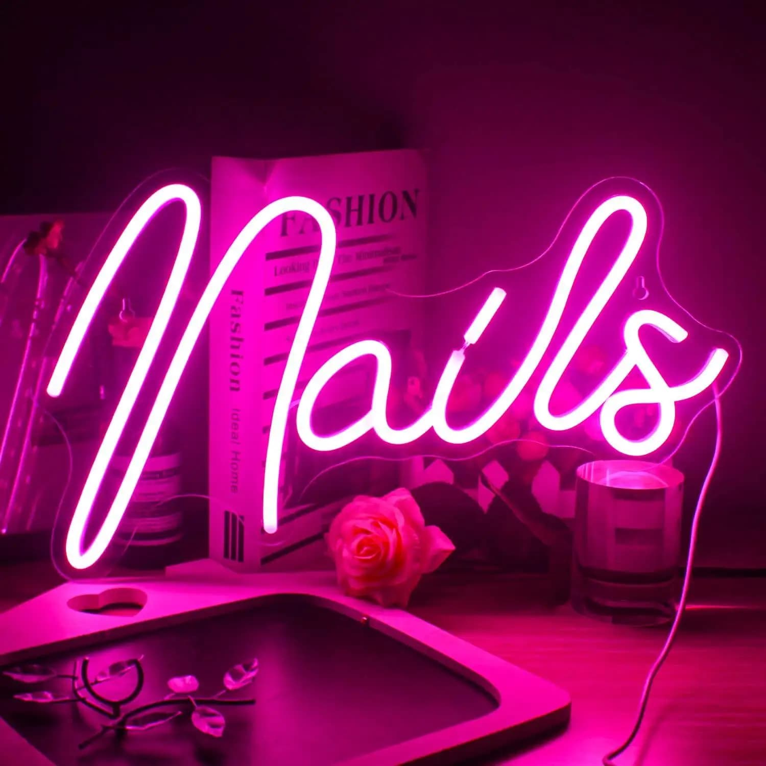 Insegna al Neon per Unghie, Luci LED USB Dimmerabili per Salone di Bellezza, Camera da Letto, Negozio, Studio Estetico, Spa, Decorazione Murale, Regali