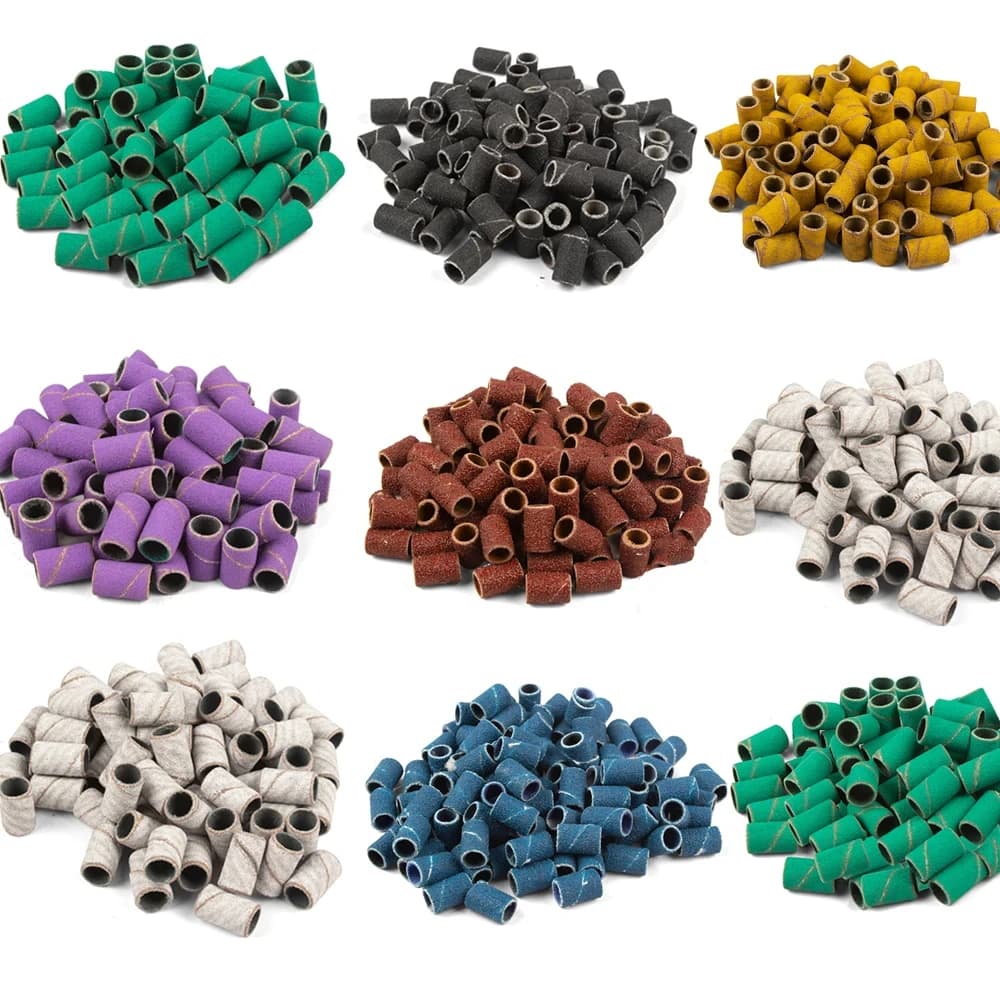 100 pezzi punte per trapano per unghie fasce abrasivi per lima per trapano per unghie Set di fasce per levigatrice per smerigliatrice per unghie acriliche strumento per la rimozione del Gel per Pedicure