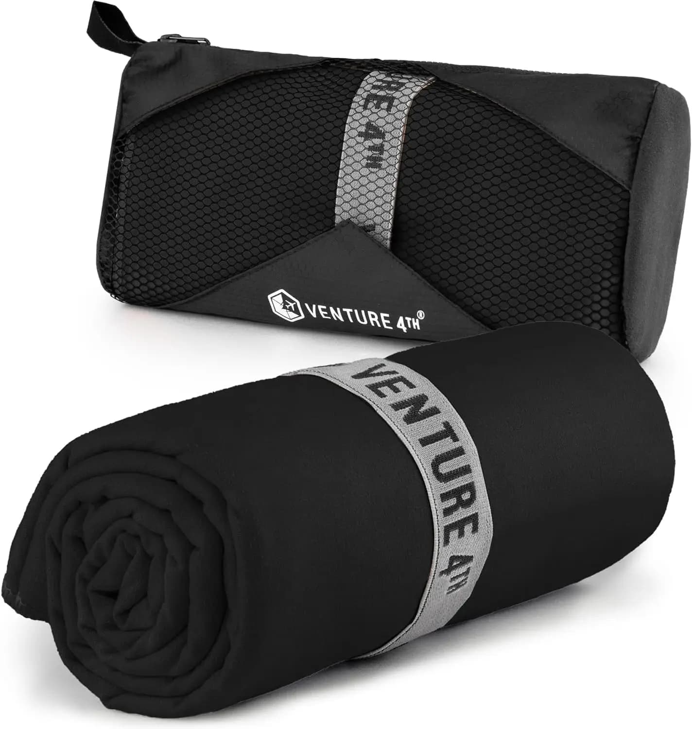 Quick Towel for Camping, Hiking, Backpacking and Gym - Lightweight, Fast drying, Medium Black