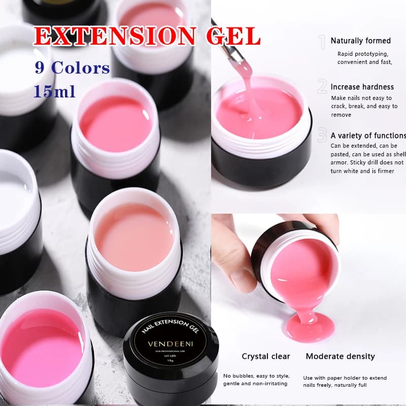Gel per Estensione Rapida delle Unghie Vendeeni, Smalto UV LED Rosa Trasparente Bianco, Gel Acrilico per Allungamento Unghie, Senza TPO/HEMA