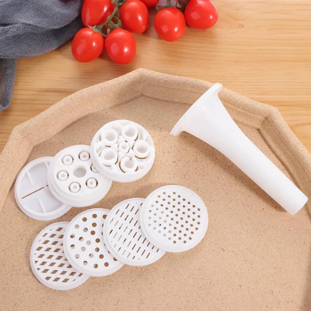 Household Plastic Noodle Press Manual White Pasta Maker with 7 Different Printing Molds Noodle Making Machine Restaurant
