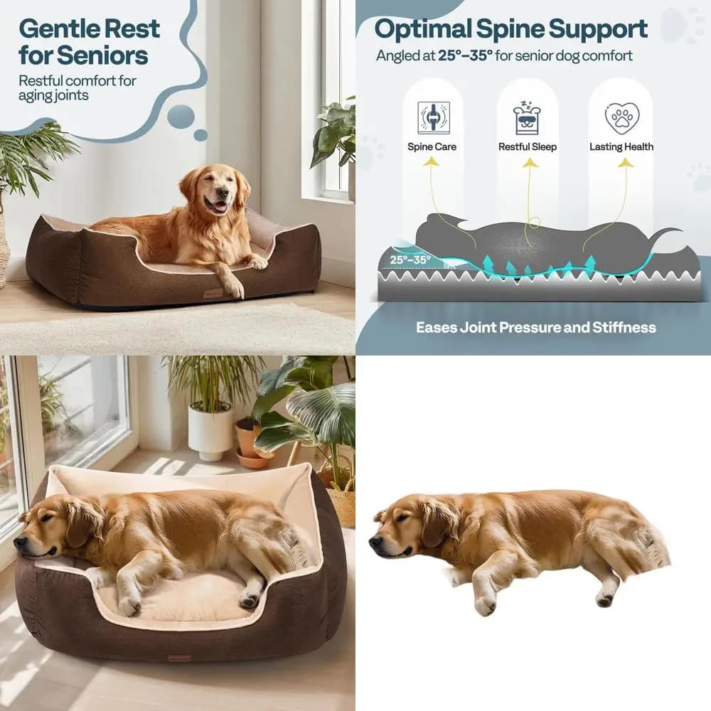 Letto per cani ortopedico extra large - Fodera lavabile XL, impermeabile, antiscivolo, divano bifacciale, 44 Marrone