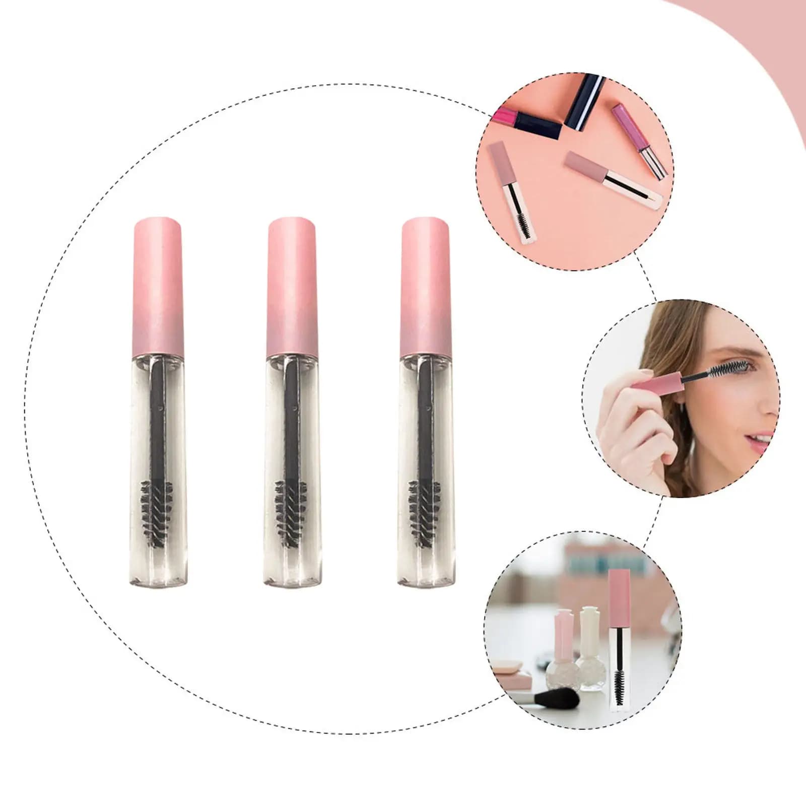 10 pcs of transparent mascara bottles, empty eyeliner tubes, lip gloss containers, rechargeable, portable and light tubes