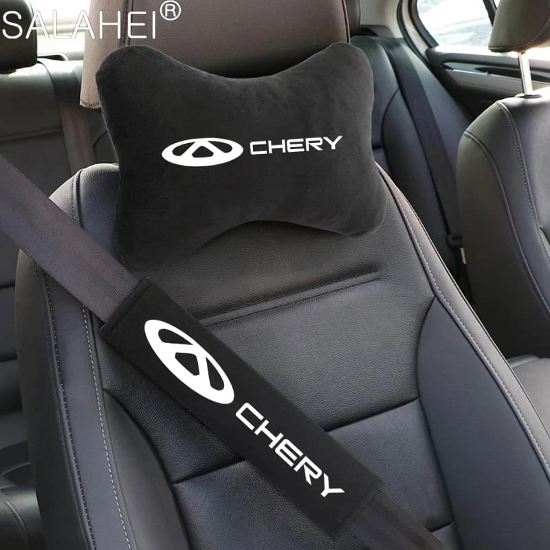 Car Headrest Breathable Neck Pillow Car Seat Belt Shoulder Pad Cover For Chery QQ Tiggo 2 3 4 7 8 Pro T11 Arrizo 3 A13 IQ Fulwin