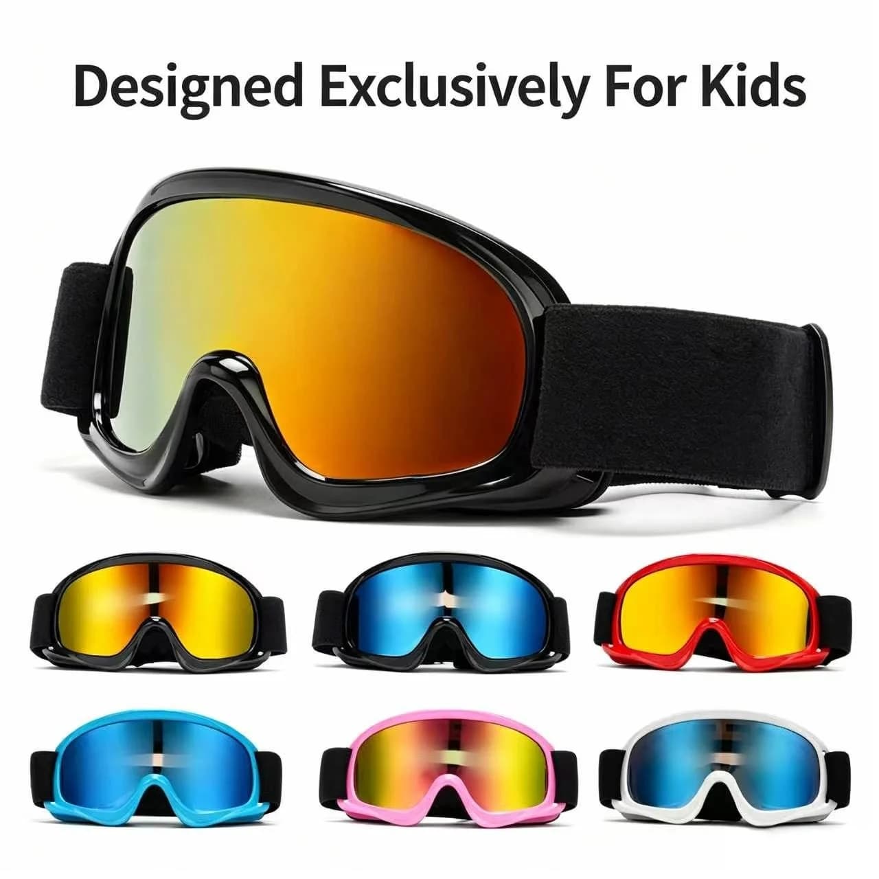 Kids Cycling Goggles, Moto Off-Road Ski Glasses, Windproof Dust-Proof UV400 Anti-Glare Shock Resistant Eyewear For Outdoor Sport