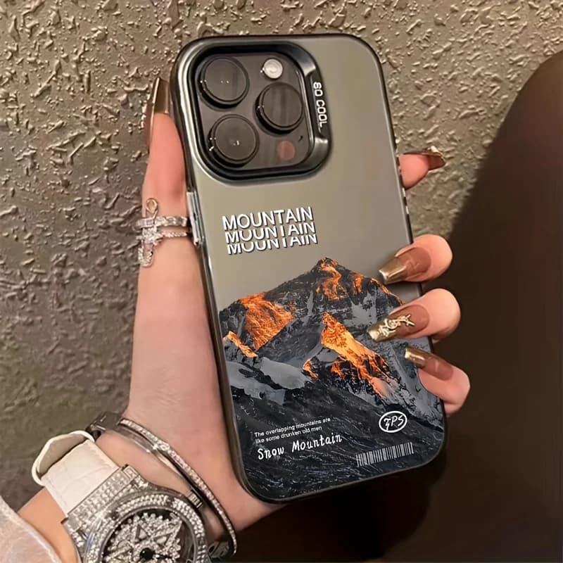 Sunshine Mount Huangshan pattern TPU silver-colored phone case, suitable for iPhone 17, 16, 15, 14, 13, 12, 11, etc.