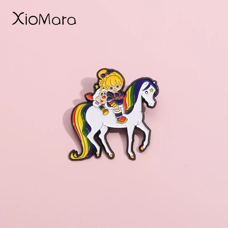 80'S Fantasy Movie Arcobaleno Cavallo Smalto Pin Cartoon Nostalgia Spilla Risvolto Zaino Distintivo Gioielli Regali Accessori all'ingrosso