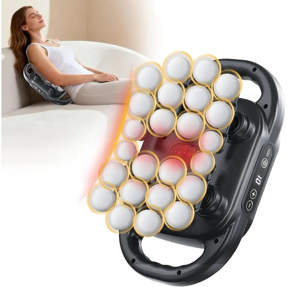 Curved 24 massage pad for deep fabrics, ergonomic back massager or pain relief, k, massager for legs and oot with 9 es and 9 levels or ull