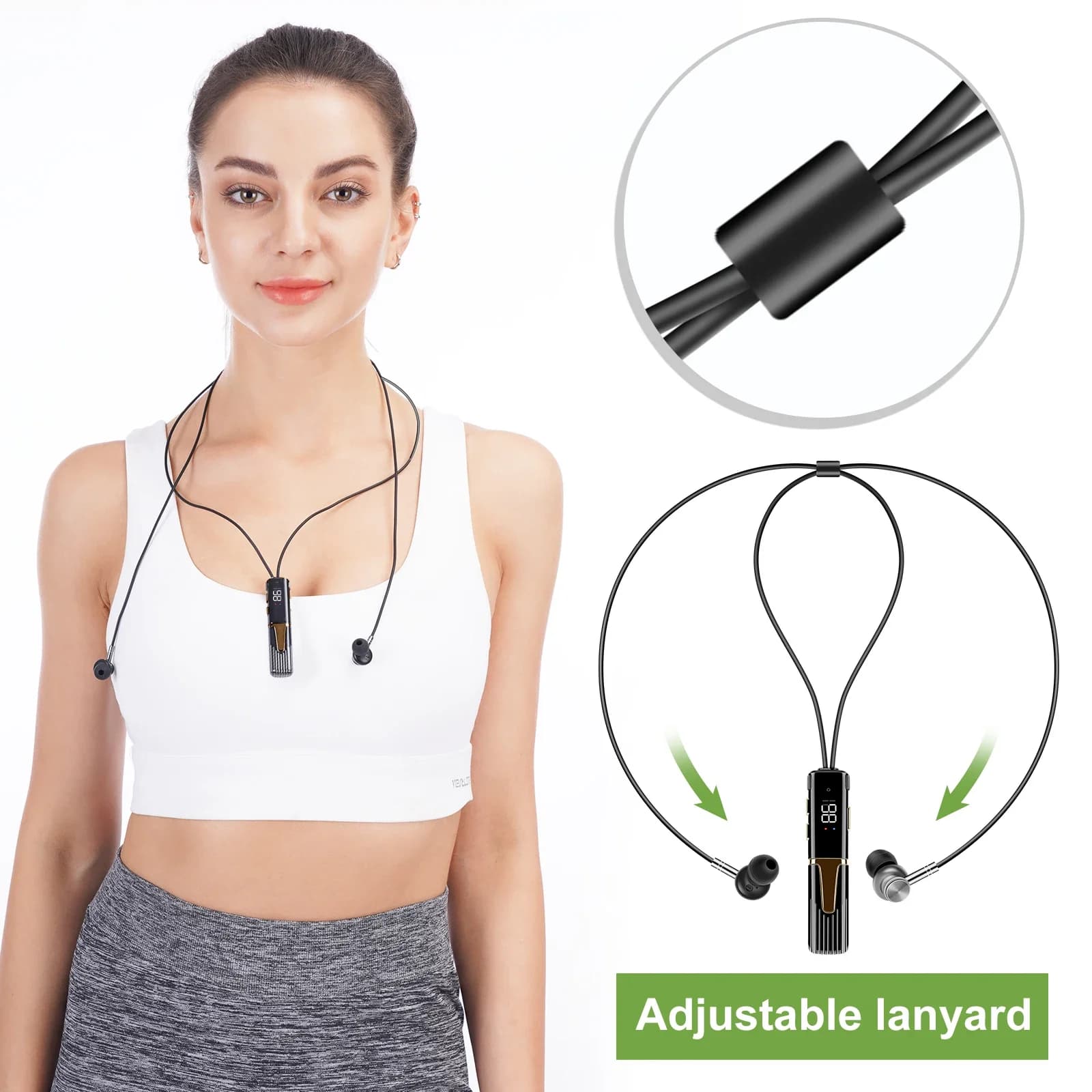 AZIWE Sport Bluetooth S09 earphones Wireless headphones with neck bow Back to neck Stereo charging headphones