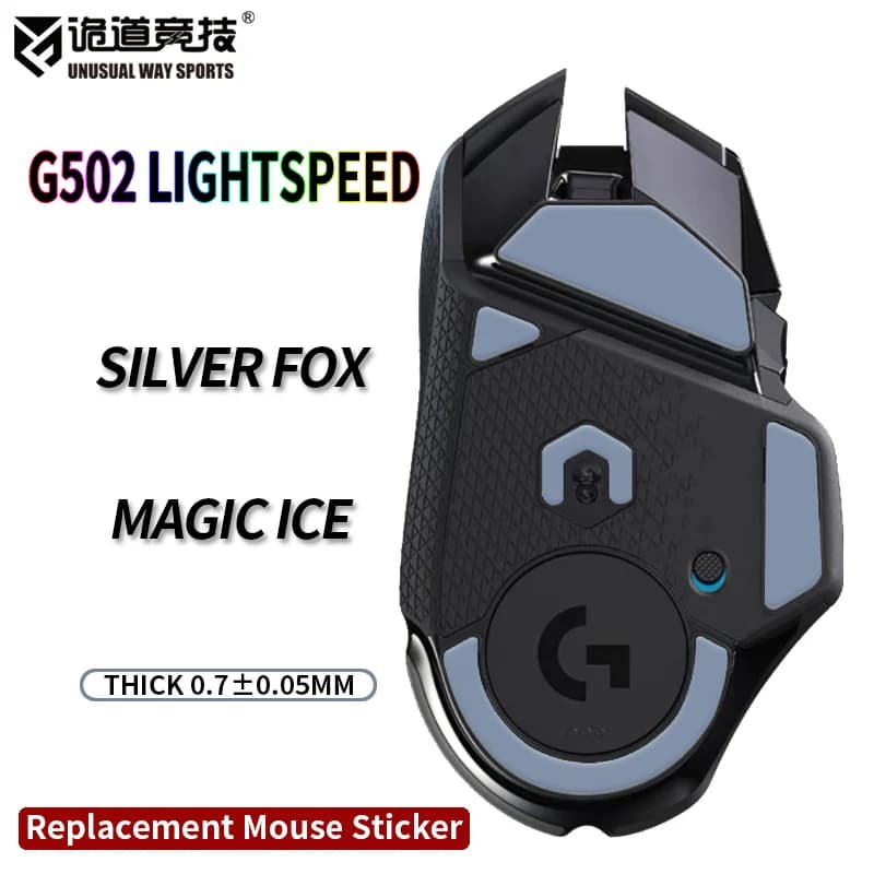 InsolitoWaySports Mouse Pattini Piedi G502 Lightspeed Superficie curvata PTFE Anti collasso Magic Ice Silver Fox