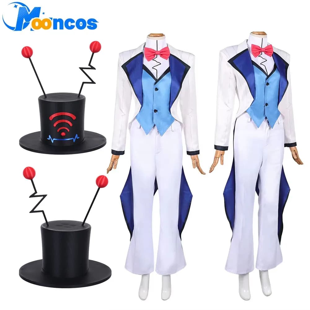 Hell Inn Vox Cosplay Hat Costume Anime Hazzbin Hotel for Women Fantasia Helluva Cosplay Boss Halloween Carnival Party Suit Gift