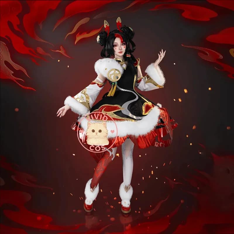 Lol Role Play Cosplay Costume Anime Gwen High-Quality Lolita Red Dress Wig Shoes X;2,F;5.N;