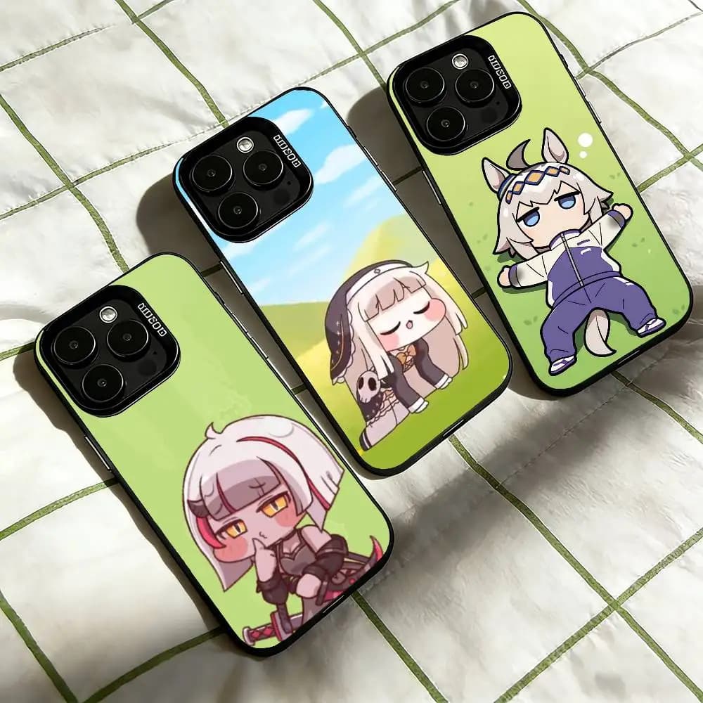 Cover per iPhone Game T-Trickcal C-Chibi Go per modelli 17, 16, 15, 14, 13, 12, 11 Plus, Pro Max, XS, colorata argento e nera
