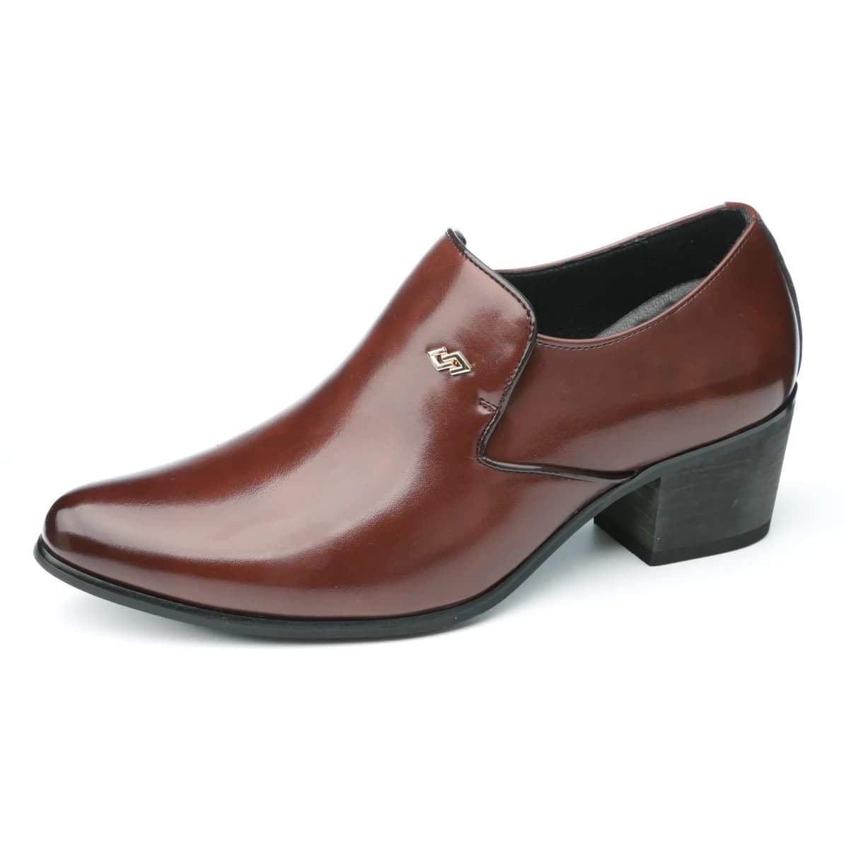 Mocassini con tacco alto da uomo in PU con punta a punta, alla moda, comodi, classici, taglie 38-46
