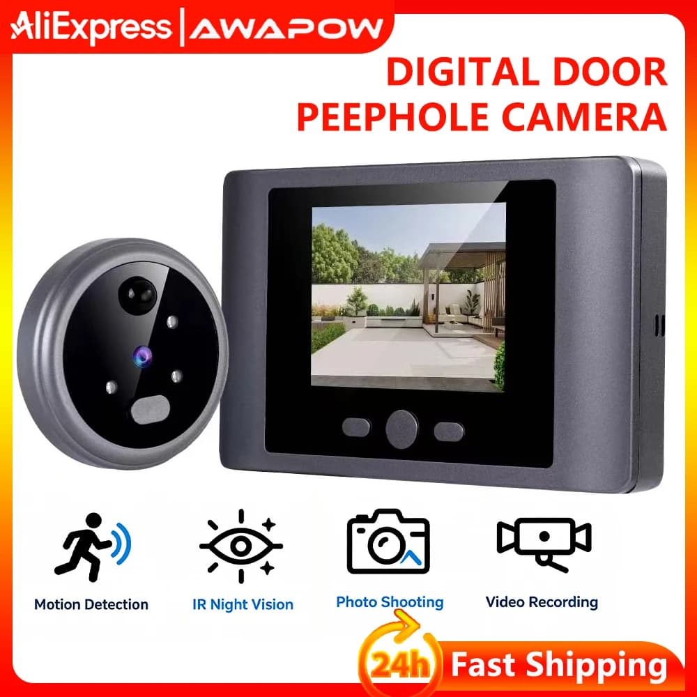 Awapow 2.8" LCD Digital Door Peephole Camera Motion Detection Night Vision Wireless Video Viewer Doorbell Photo Video Recording