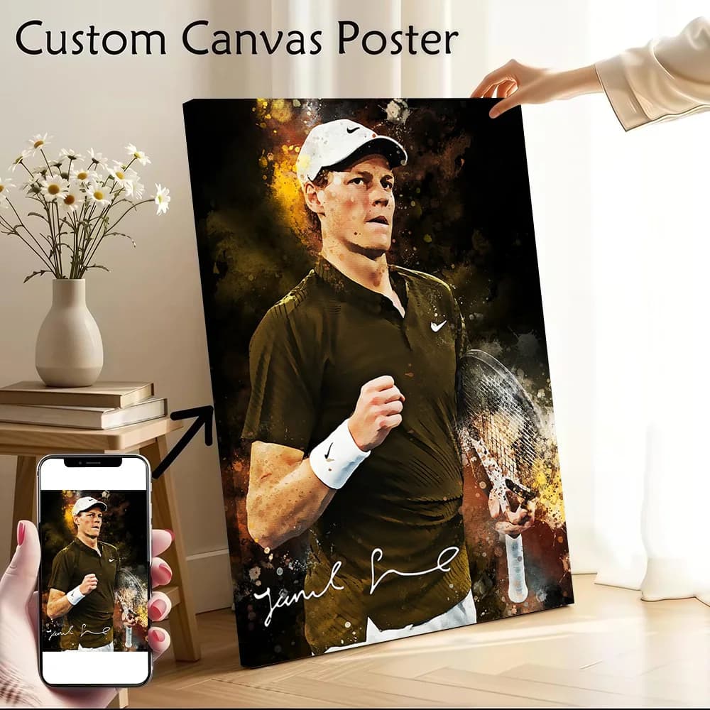Jannik Sinner Tennis Player Printed Canvas Poster Personalized High Quality Wall Art Paintings for Room Decorating Interior the