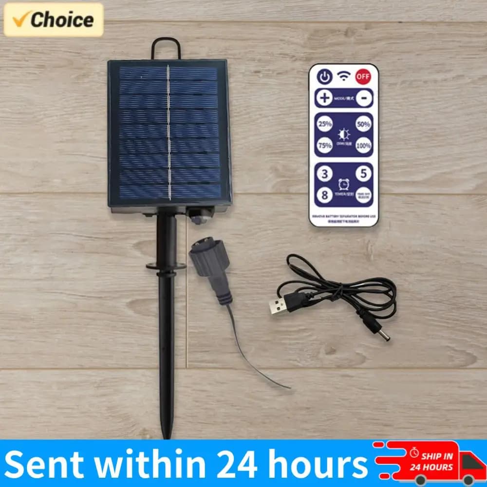 Kit Batteria Solare 1-5 Pezzi con Pannello al Litio, Luce a LED con Trapano e Telecomando per Strisce LED Fai da Te