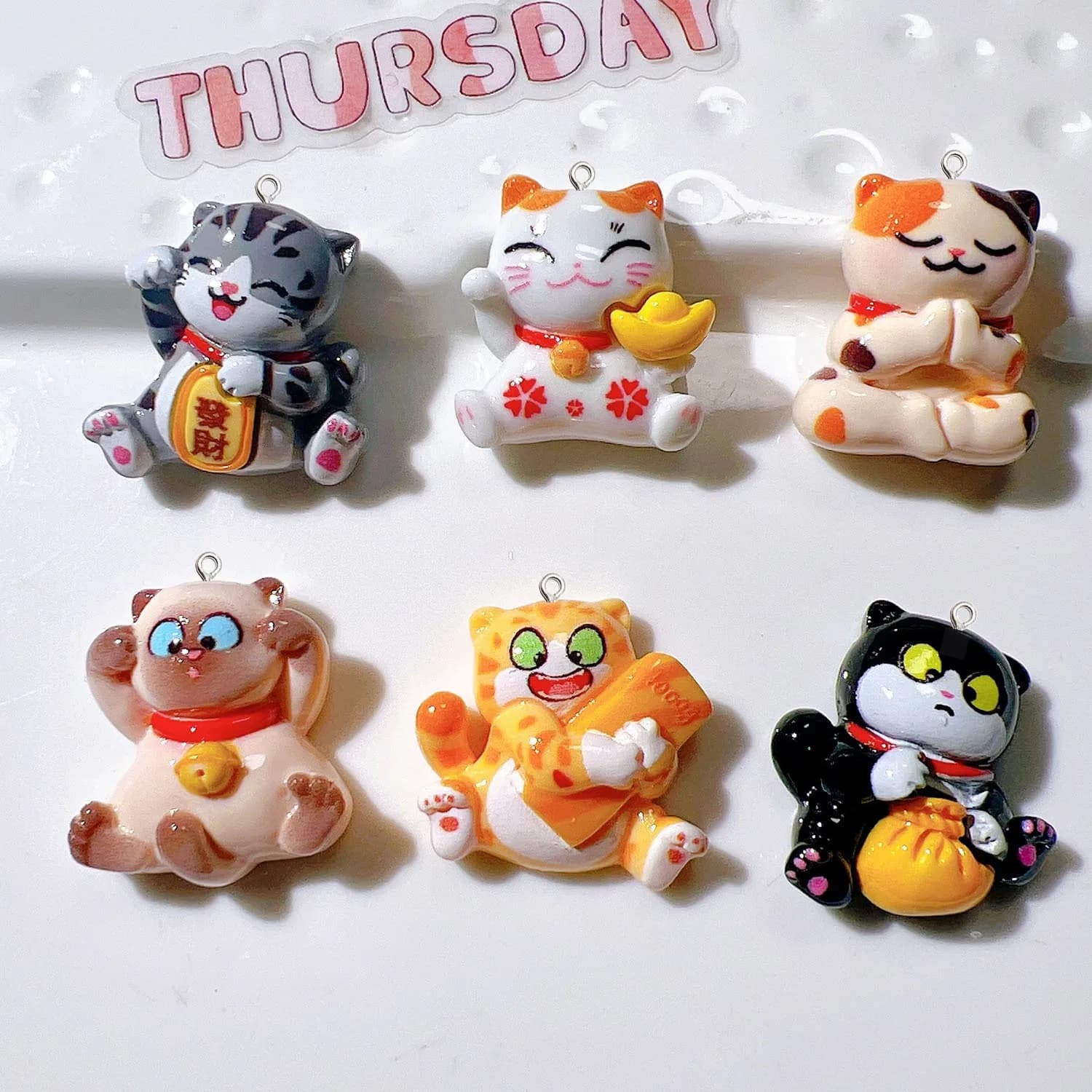 10 pezzi di cartone animato simpatico gatto resina planare ragazze creazione di gioielli accessori orecchini collana portachiavi ciondoli artigianato piccolo gancio pendente