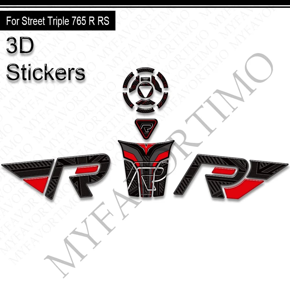 Moto Per Triumph Street Triple 765 R RS Rilievo del Carro Armato Manopole Laterali Gas Olio Combustibile Kit Ginocchio Carena Parafango Adesivi Decalcomanie 2023 2024