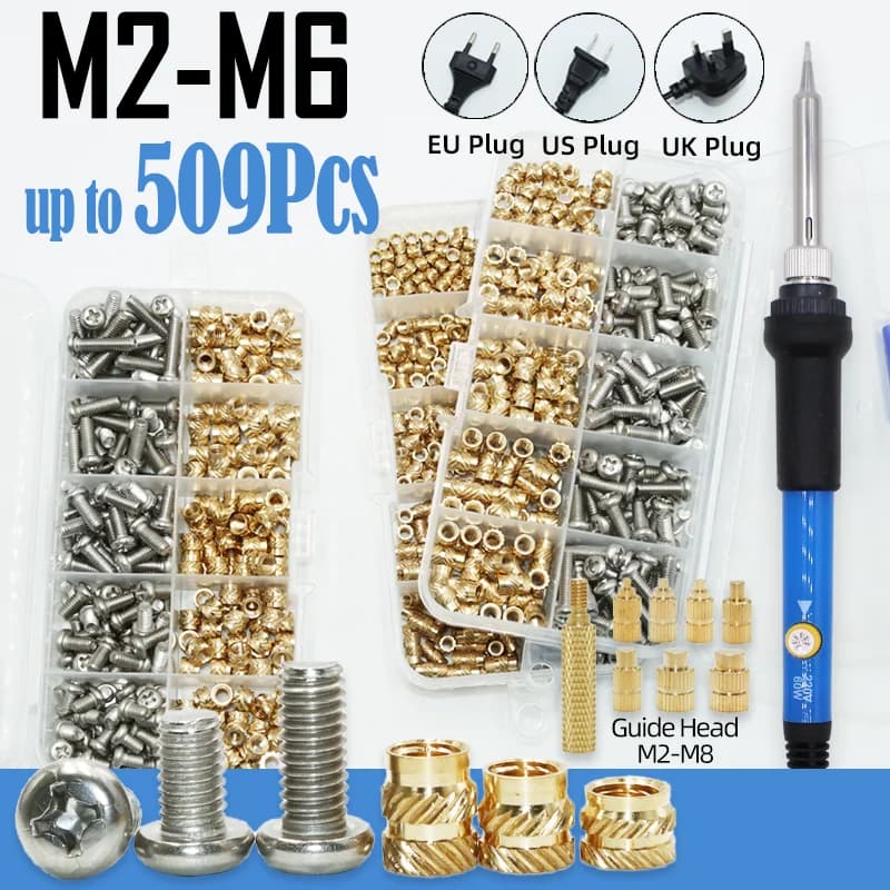 M2 M3 M4 Brass nut insert Threaded heat set Welder inserts 3D printer Screw for machine and grinders Insert tool