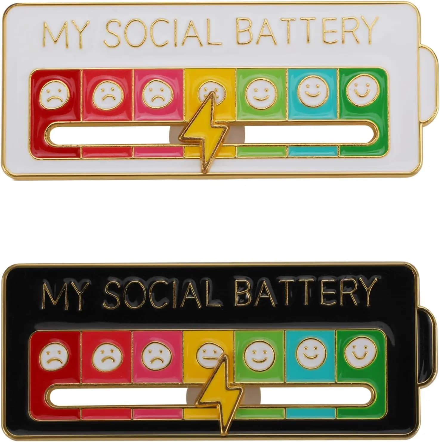 Distintivo Social Battery per Zaino, Giacca, Borsa, Spilla Smaltata Emotiva 7 Giorni su 7