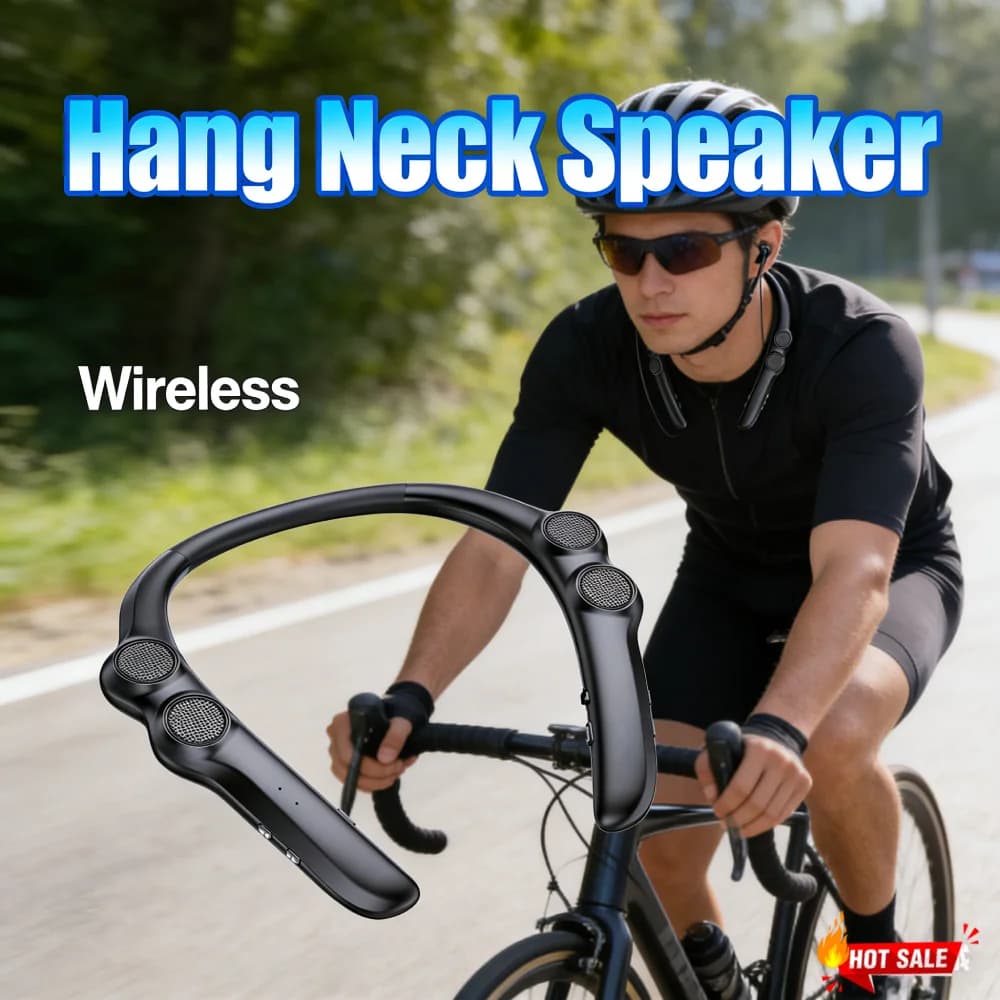 Altoparlante Bluetooth da collo, stereo wireless portatile con bassi potenti, ideale per lo sport