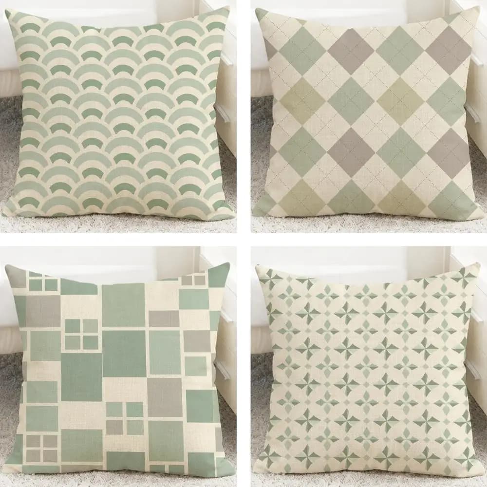 Aesthetic L-Light G-Green F-Fresh S-Style Cushion Cover Cushion Covers Natural Linen Breathable Sofa Bedroom Decor Pillowcase