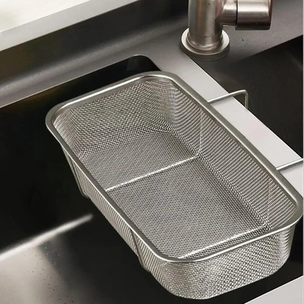 Cestello Scolapiatti in Acciaio Inossidabile, Scolapiatti Sospeso per Rifiuti e Filtraggio Alimenti da Cucina (Argento)