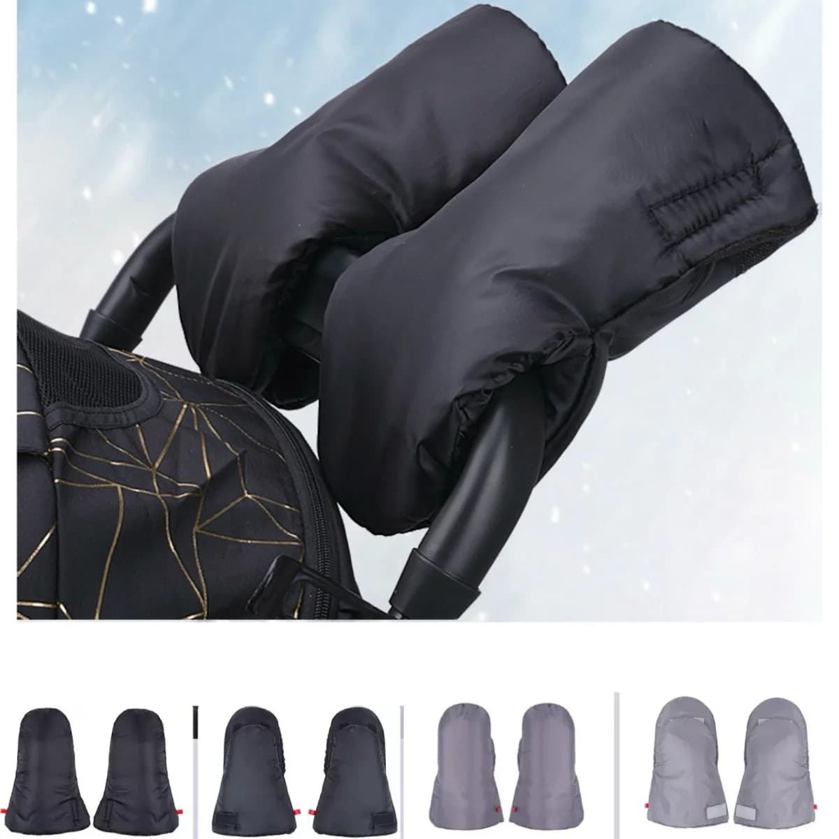 Guanti per passeggino Guanti antigelo invernali caldi impermeabili Copri mano Buggy Carrello Muff Guanto Accessori per passeggino 2 pezzi